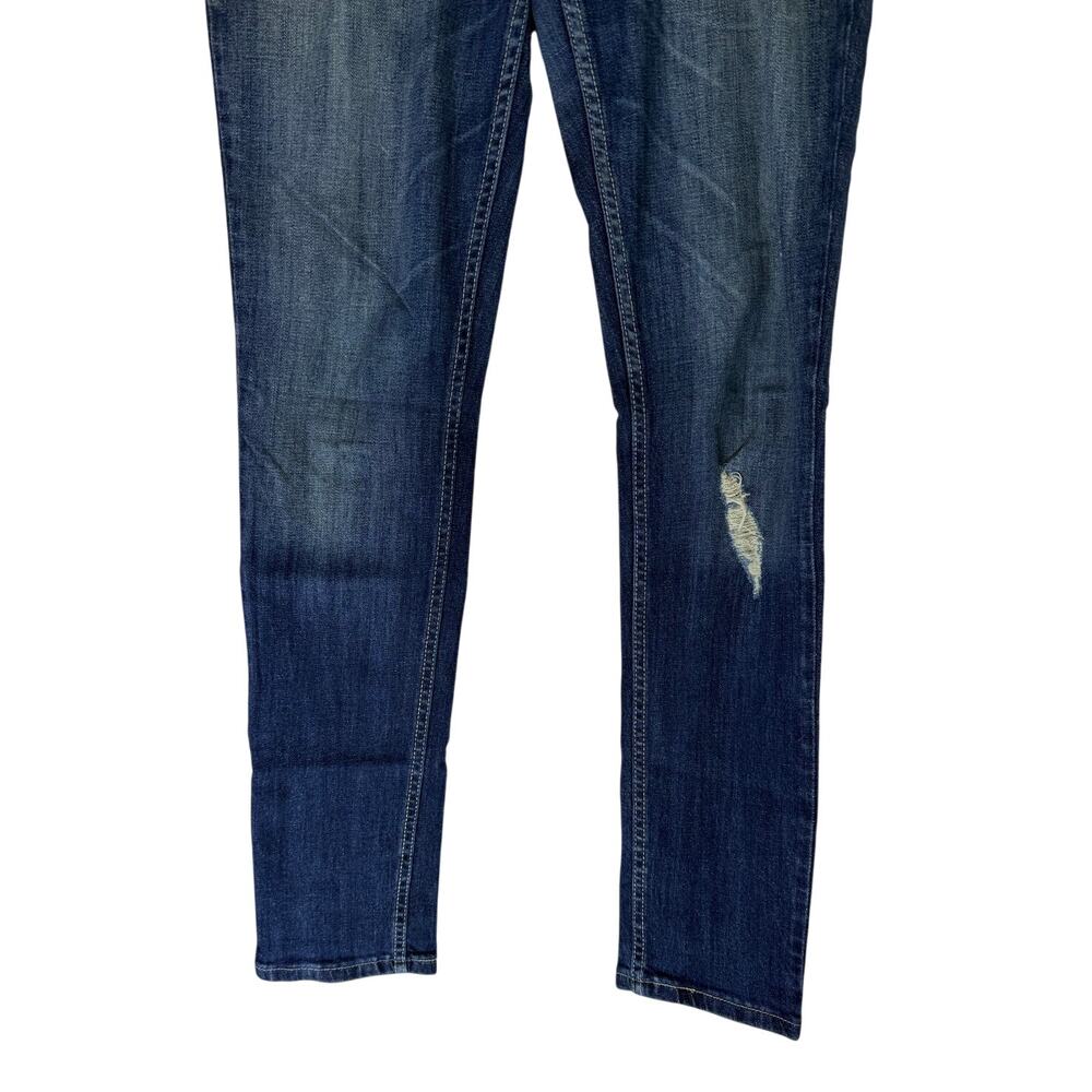 Levi's Too Super Low 524 Jeans Blue Distressed Low Waist Denim Slim Pants Size 7 - Picture 3 of 9